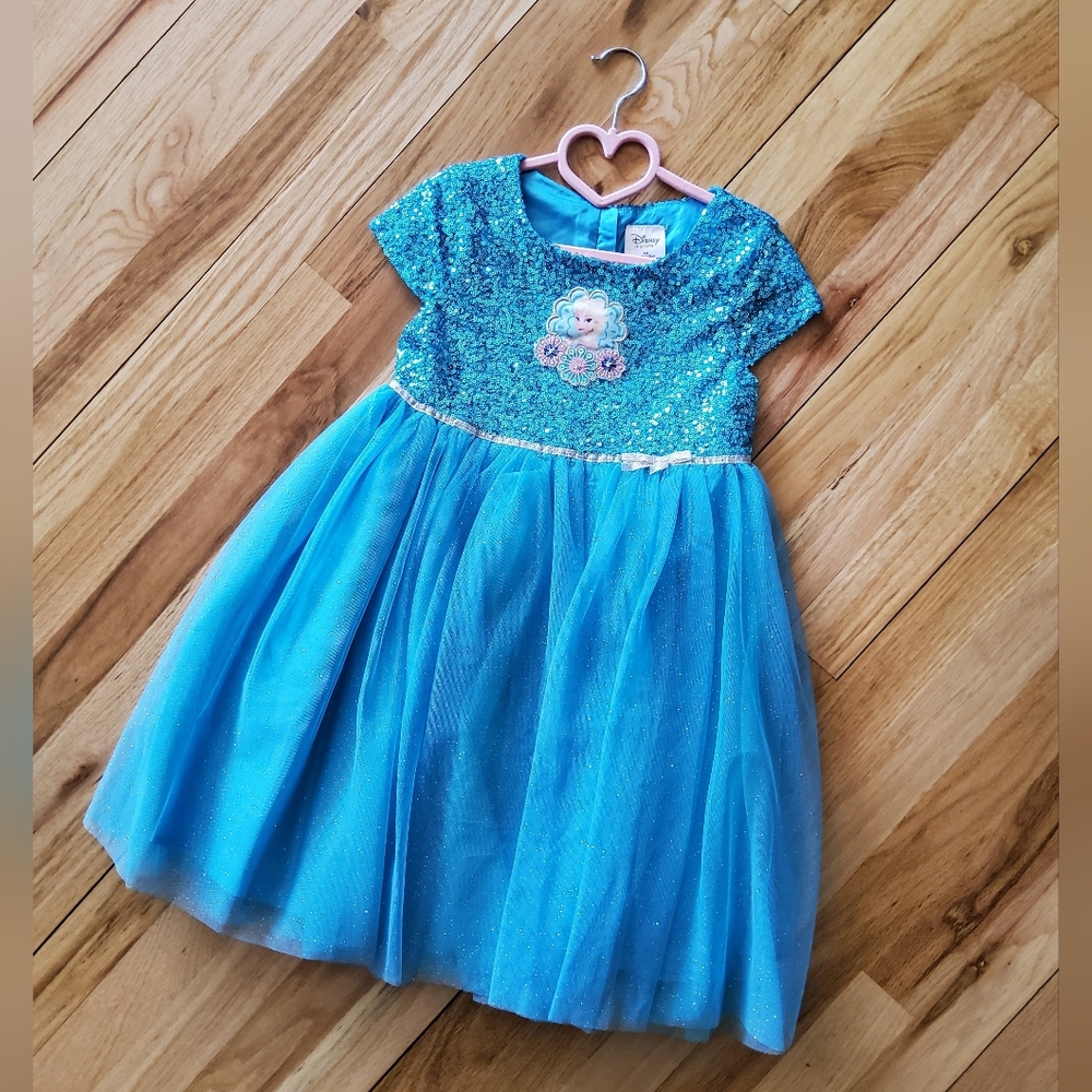DISNEY -RARE FIND- Sequin & Tulle FROZEN Dress w/Elsa Character Design Sz.5 - Picture 5 of 7